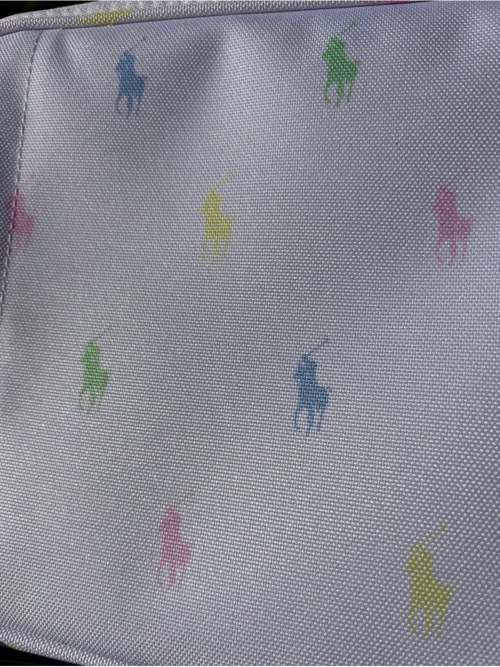 Polo by Ralph Lauren White Kids Lunch Tote Navy Strap and Pastel Pony Print